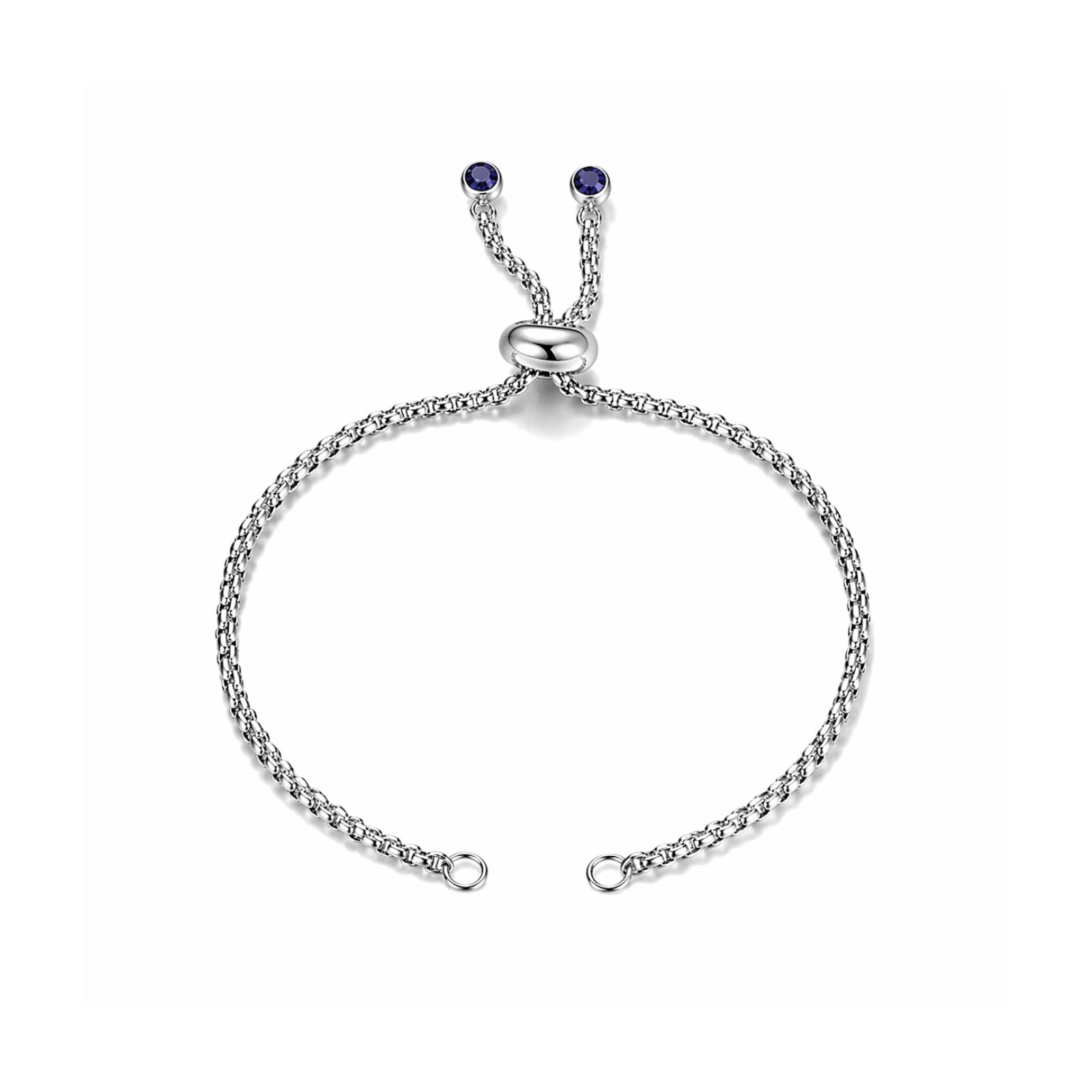 Adjustable Bolo Bracelet Chains with Rhinestone Endings - Adjustable Bolo Bracelet Chains with Rhinestone Endings - Silver\Sapphire , The Argus Collection