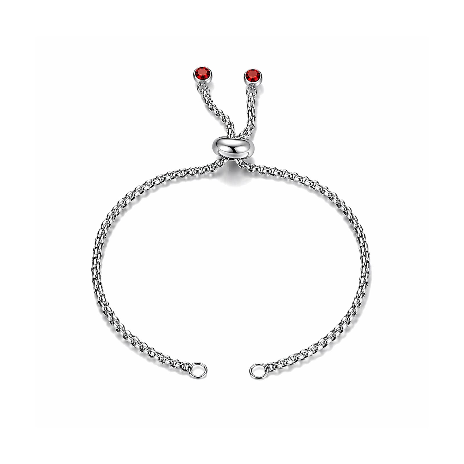 Adjustable Bolo Bracelet Chains with Rhinestone Endings - Adjustable Bolo Bracelet Chains with Rhinestone Endings - Silver\Siam , The Argus Collection