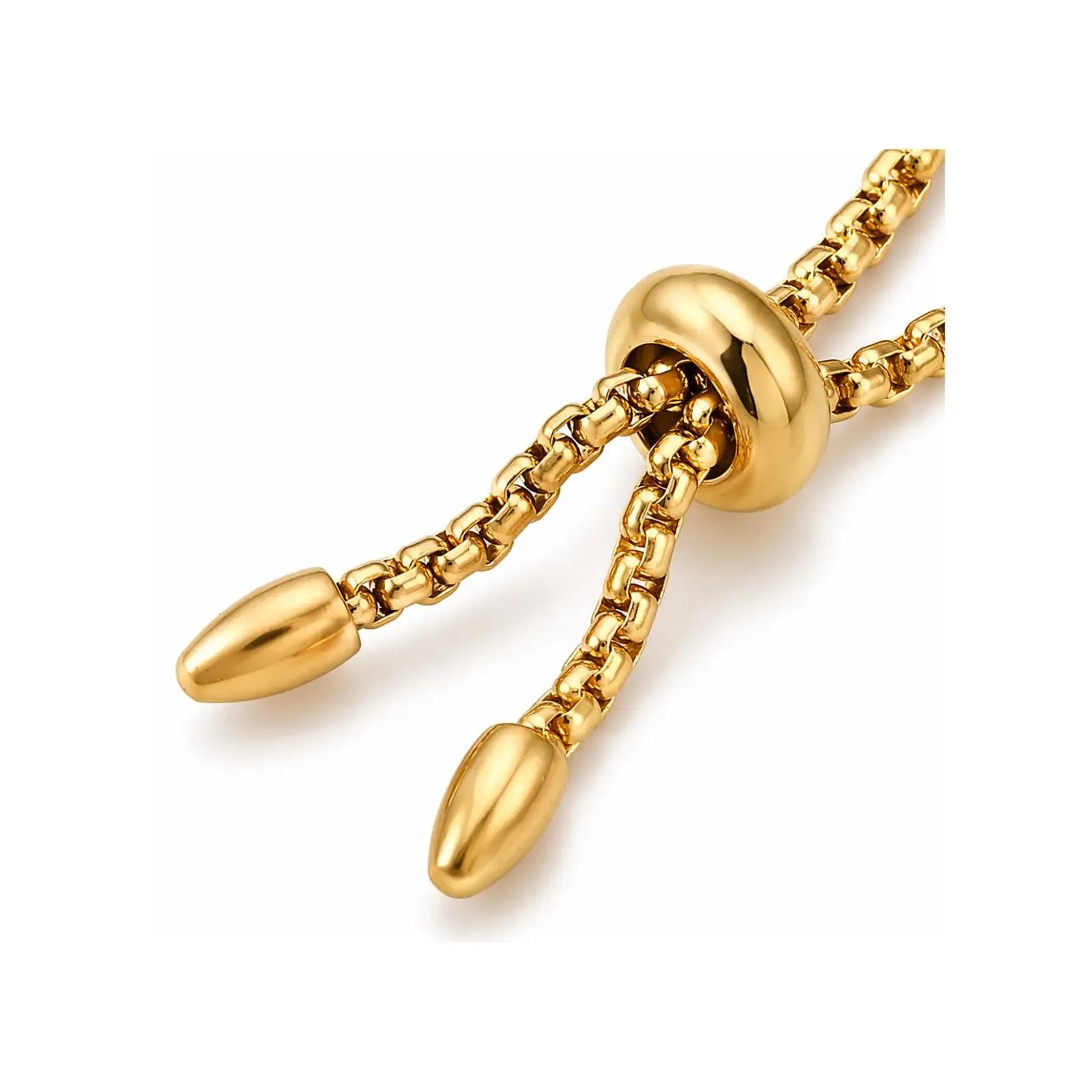 Adjustable Bolo Bracelet Medium Chain with Teardrop - Adjustable Bolo Bracelet Medium Chain with Teardrop - 18K Gold Plate , The Argus Collection