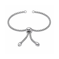 Adjustable Bolo Bracelet Medium Chain with Teardrop - Adjustable Bolo Bracelet Medium Chain with Teardrop - Stainless Steel Color , The Argus Collection