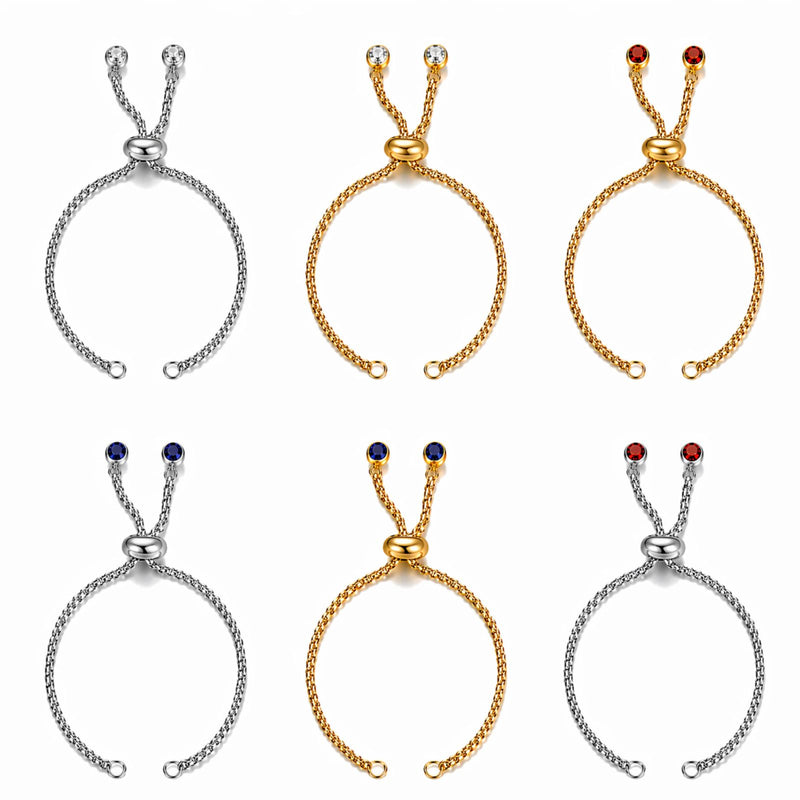 Adjustable Bolo Bracelet Chains with Rhinestone Endings - Adjustable Bolo Bracelet Chains with Rhinestone Endings - Silver\Clear , The Argus Collection
