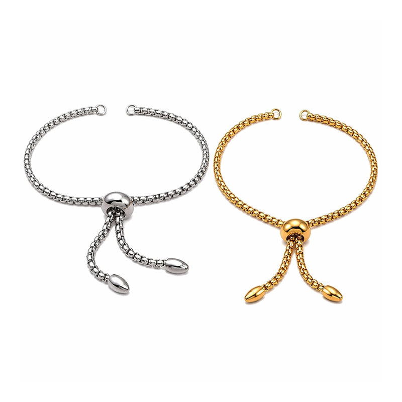 Adjustable Bolo Bracelet Medium Chain with Teardrop - Adjustable Bolo Bracelet Medium Chain with Teardrop - 18K Gold Plate , The Argus Collection