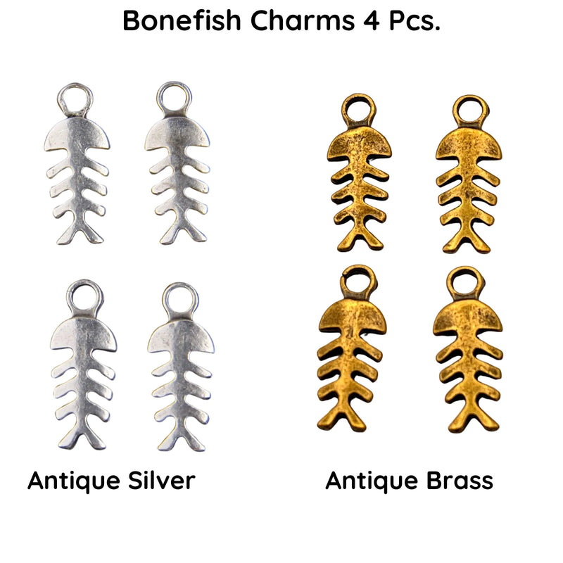 Bonefish Charms or Dangles, 4 Pcs. 2 Colors - The Argus Collection