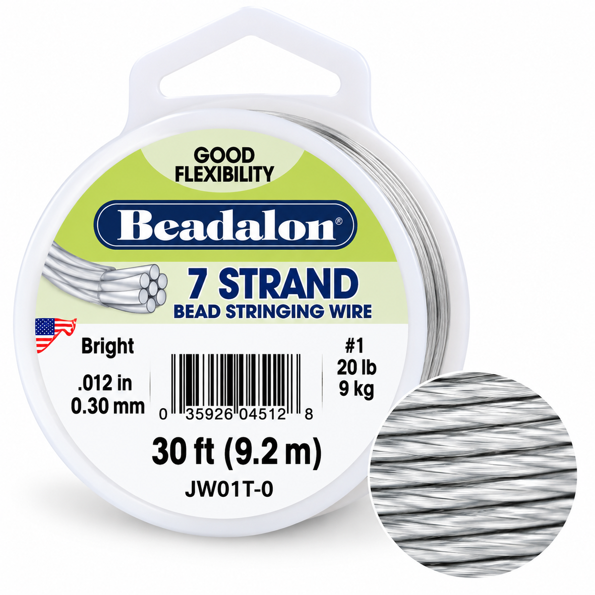 Beadalon 7 Strand .015 inch bead stringing wire in Bright finish 30 ft spool