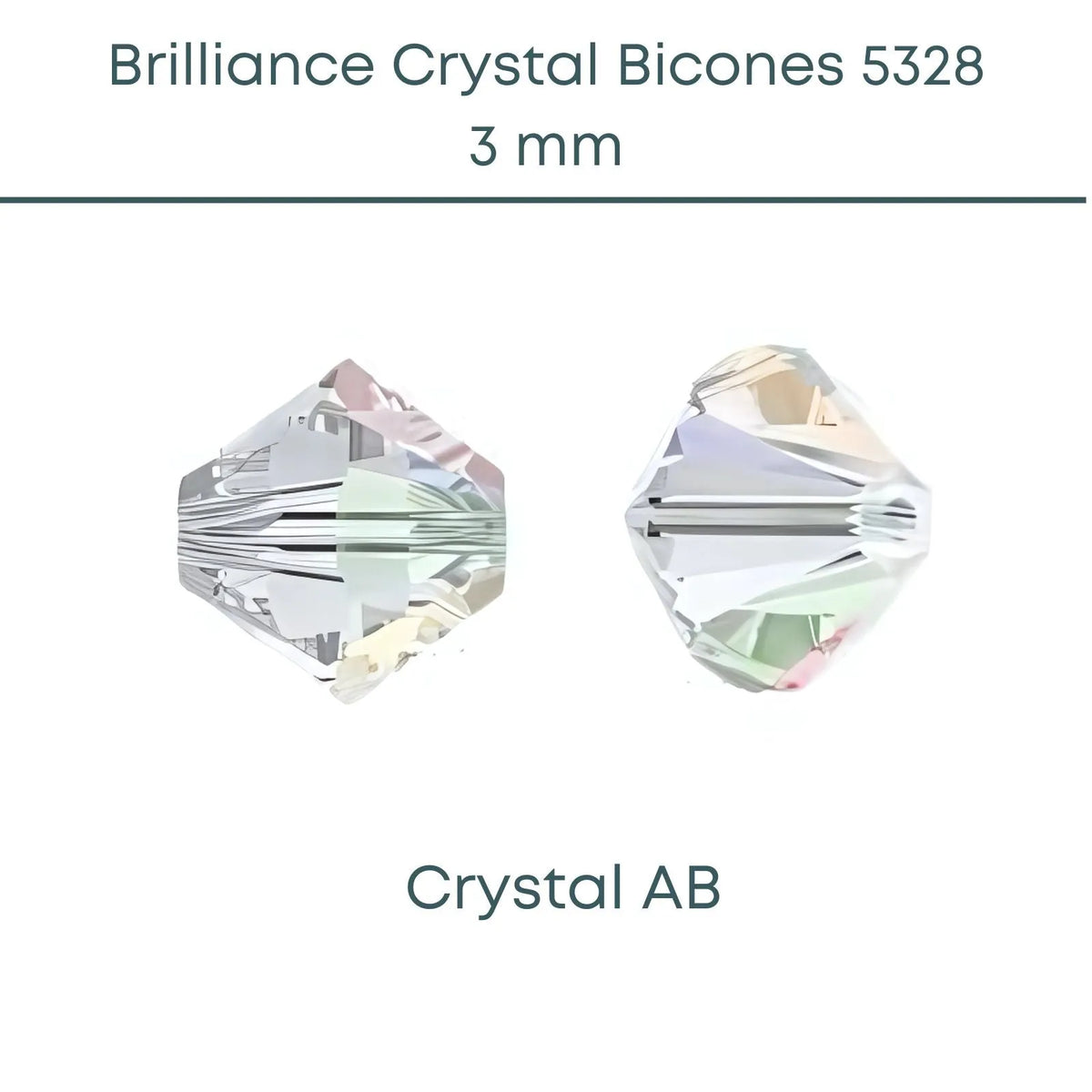 Brilliance Crystal Bicones 5328, 3mm, Crystal AB - The Argus Collection