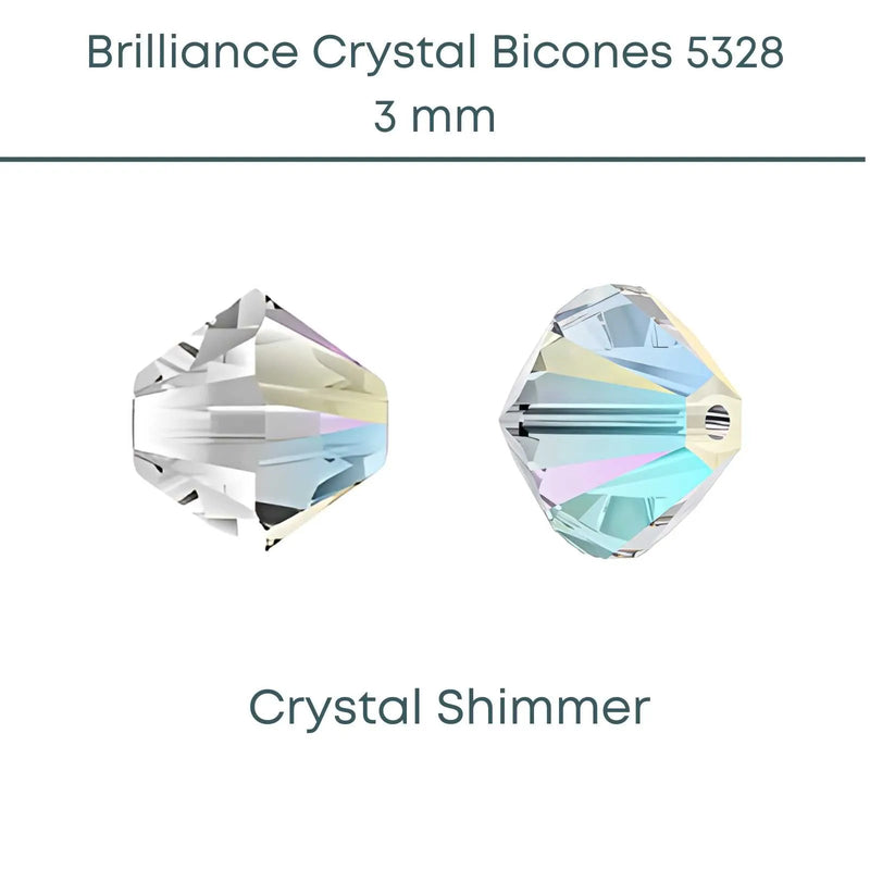 Brilliance Crystal Bicones 5328, 3mm, Crystal Shimmer - The Argus Collection