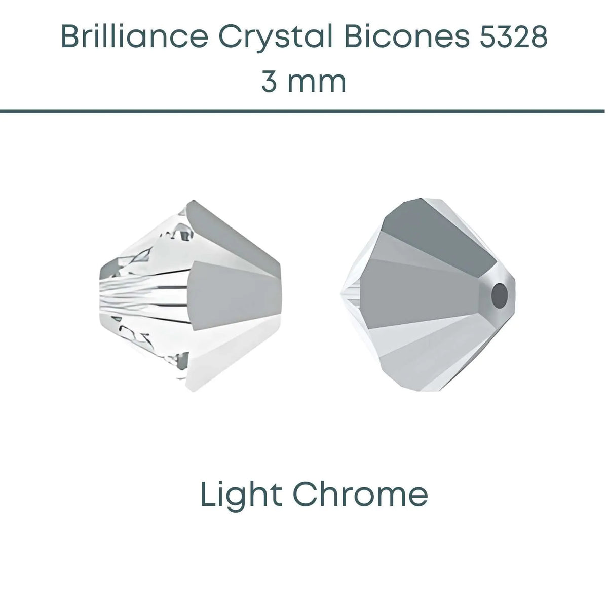 Brilliance Crystal Bicones 5328, 3mm, Light Chrome - The Argus Collection
