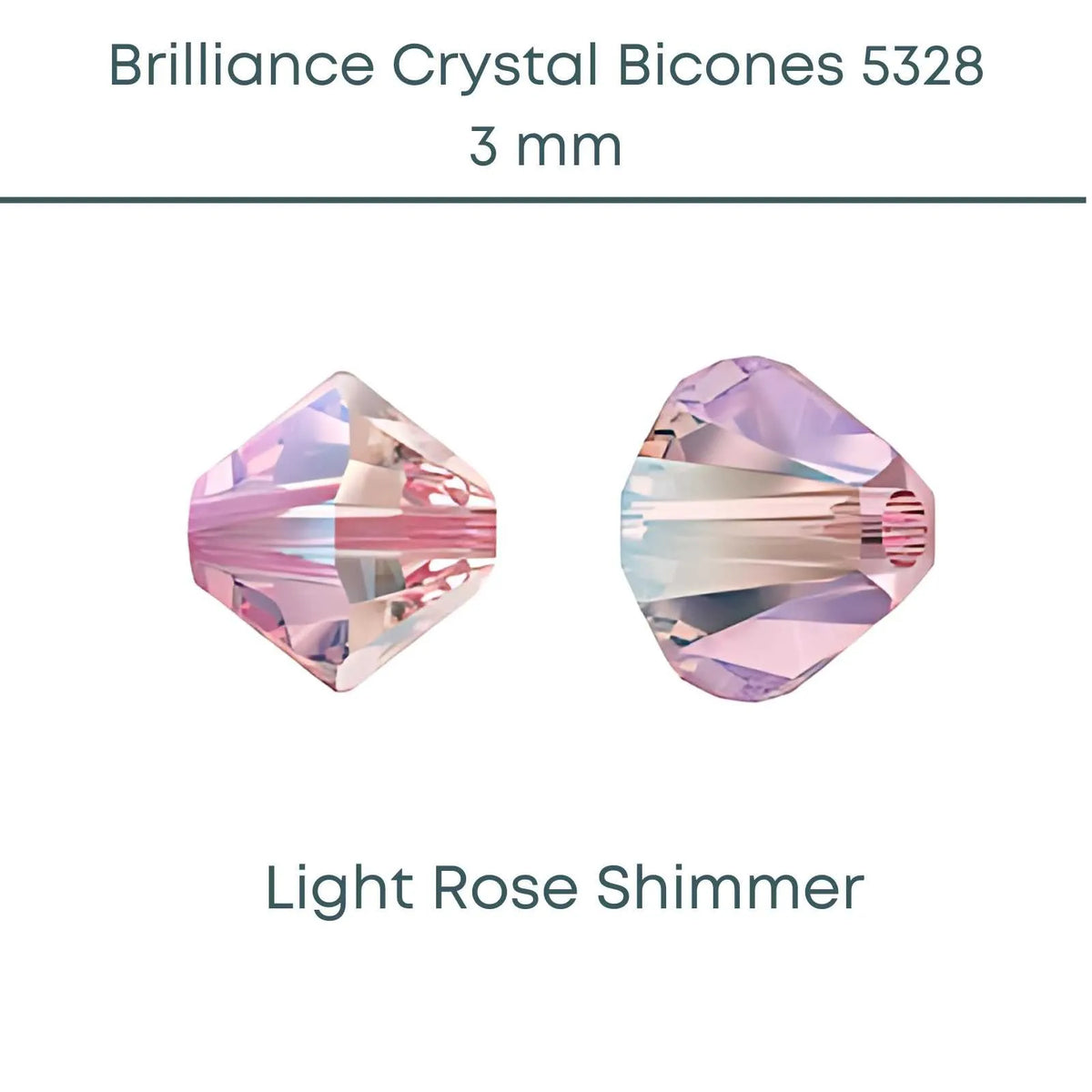 Brilliance Crystal Bicones 5328, 3mm, Light Rose Shimmer - The Argus Collection