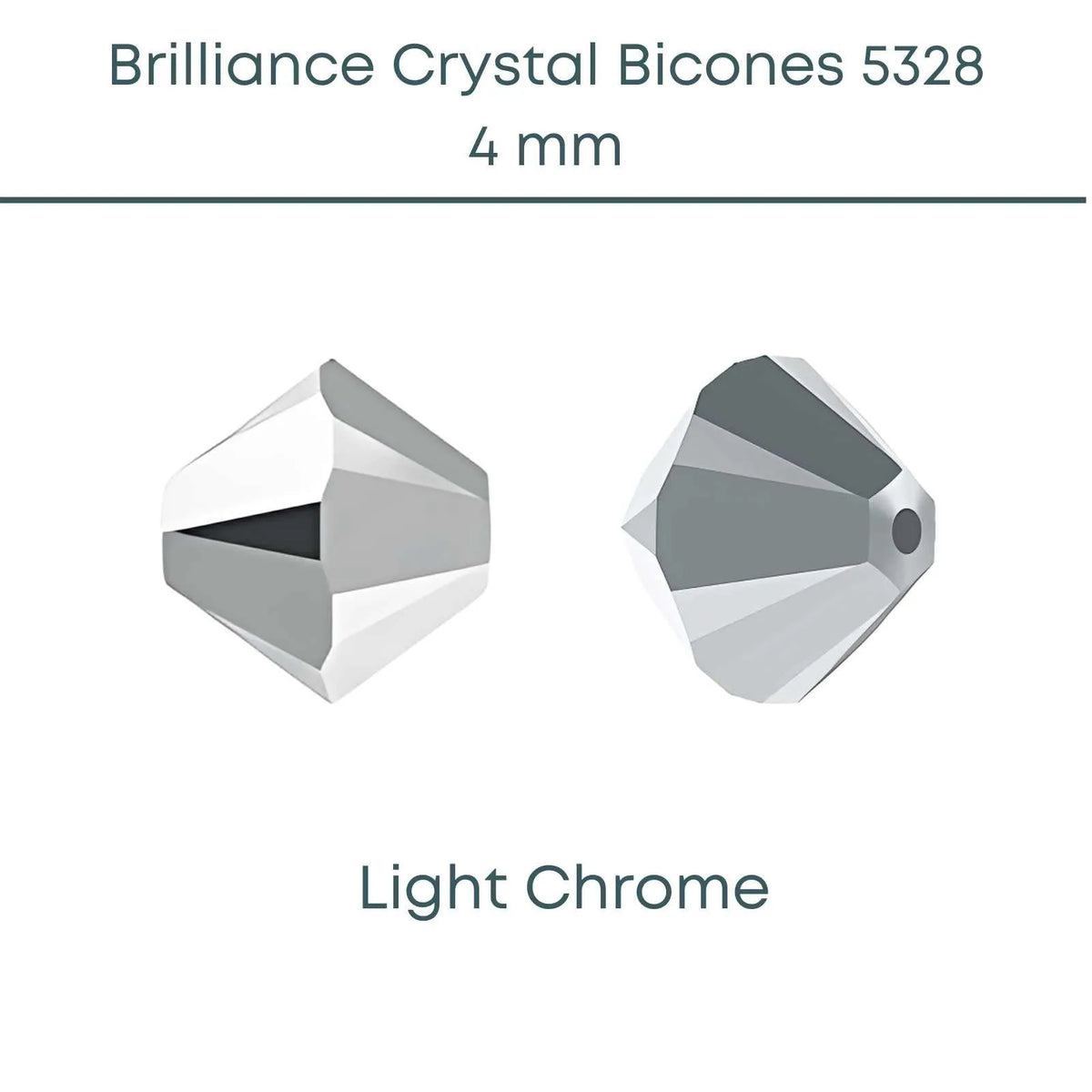 Brilliance Crystal Bicones 5328, 4mm, Light Chrome - The Argus Collection