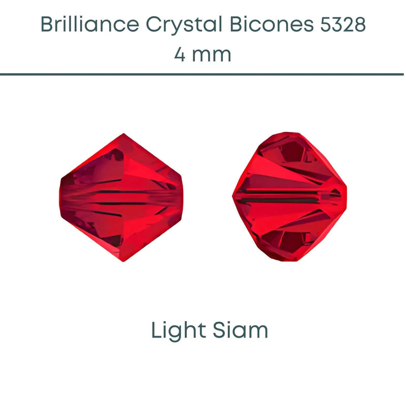 Brilliance Crystal Bicones 5328, 4mm, Light Siam - The Argus Collection