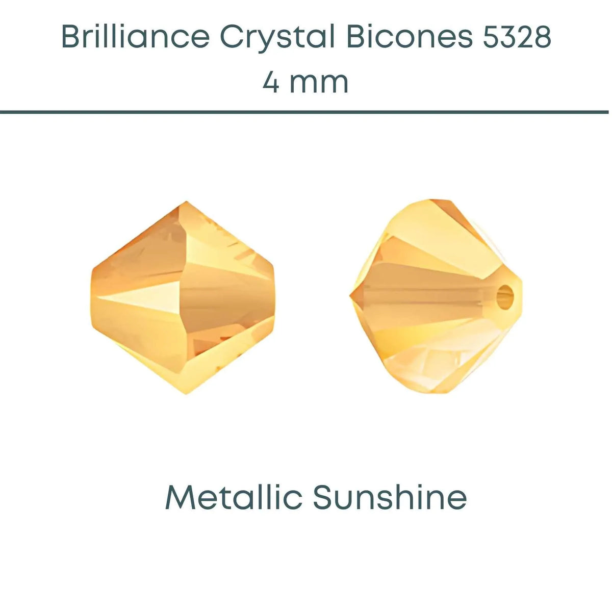 Brilliance Crystal Bicones 5328, 4mm, Metallic Sunshine - The Argus Collection