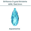 Brilliance Crystal Briolettes, 6010, 13x6.5mm, Aquamarine - The Argus Collection