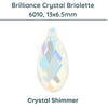 Brilliance 6010 Crystal Briolettes, Crystal Shimmer, 13x6.5mm