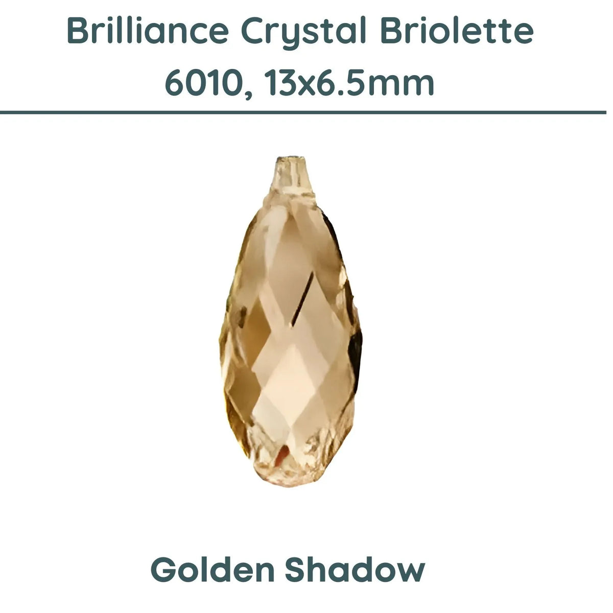 Brilliance Crystal Briolettes, 6010, 13x6.5mm, Golden Shadow - The Argus Collection