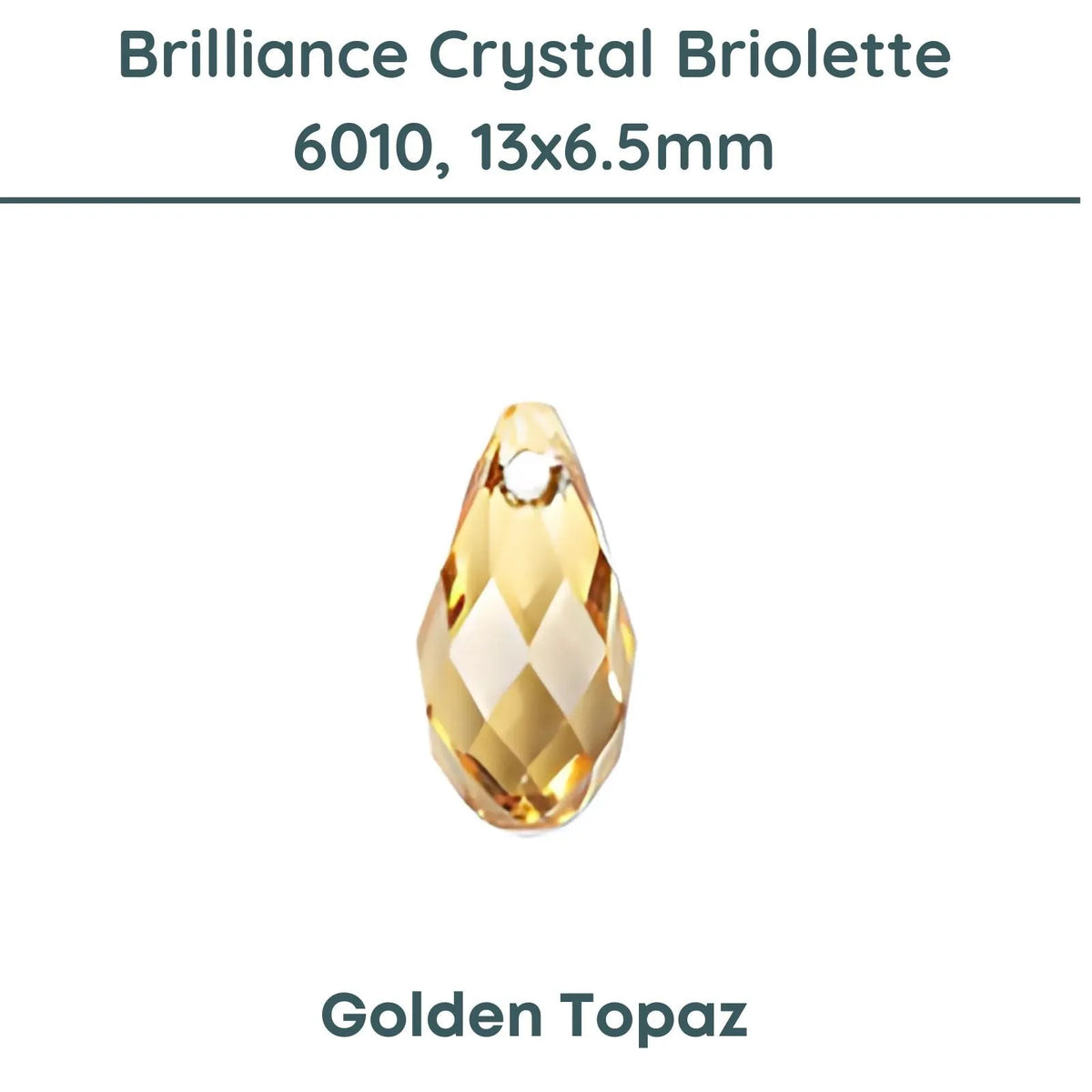 Brilliance 6010 Crystal Briolettes, Golden Topaz, 13x6.5mm - The Argus Collection