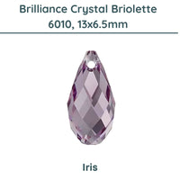 Brilliance 6010 Crystal Briolettes, Iris, 13x6.5mm