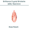 Brilliance 6010 Crystal Briolettes, Rose Peach, 13x6.5mm