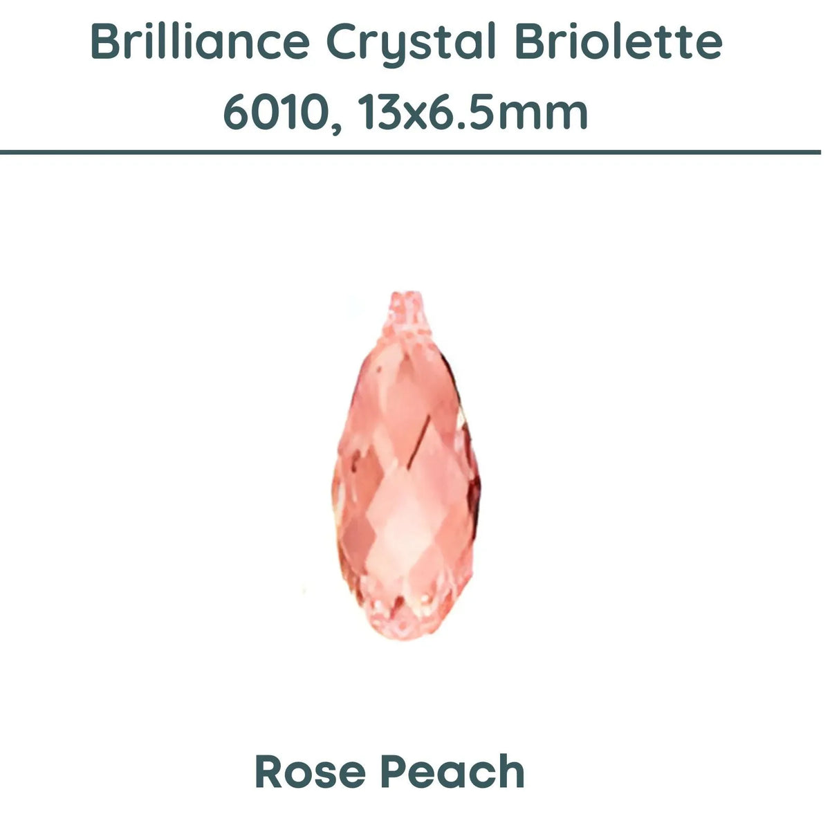 Brilliance 6010 Crystal Briolettes, Rose Peach, 13x6.5mm - The Argus Collection