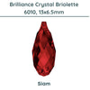 Brilliance 6010 Crystal Briolettes, Siam, 13x6.5mm