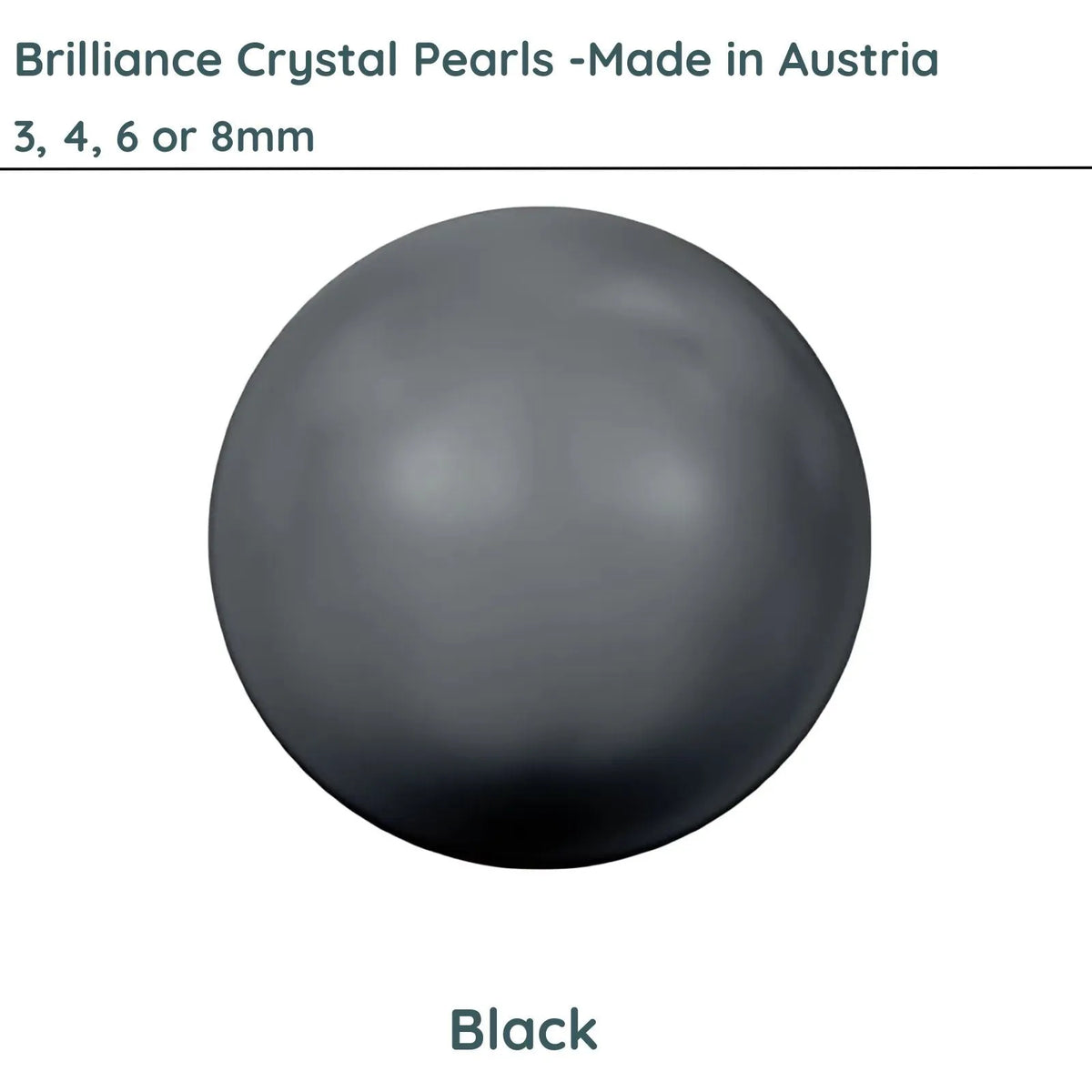 Crystal Pearls 5810 by Brilliance, Black 3, 4, 6 or 8mm - The Argus Collection