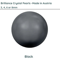 Crystal Pearls 5810 by Brilliance, Black 3, 4, 6 or 8mm