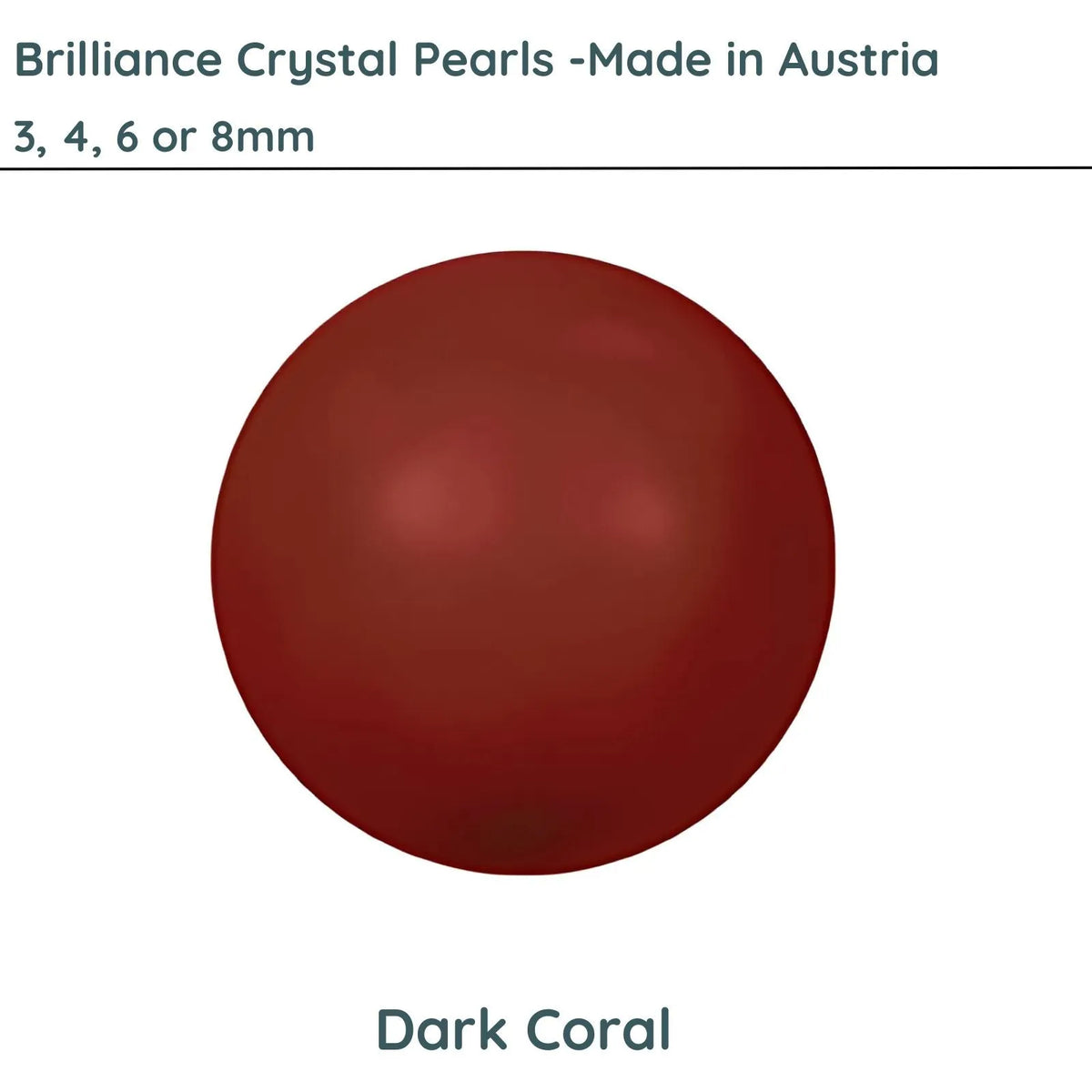 Crystal Pearls 5810 by Brilliance, Dark Coral 3, 4, 6 or 8mm - The Argus Collection