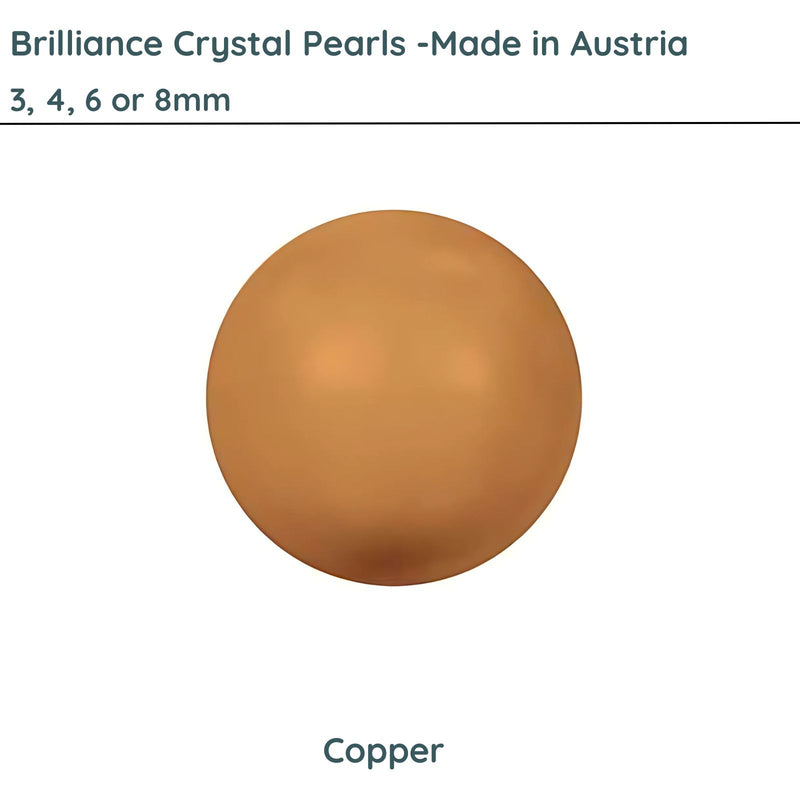 Crystal Pearls 5810 by Brilliance, Copper, 3, 4, 6 or 8mm - The Argus Collection