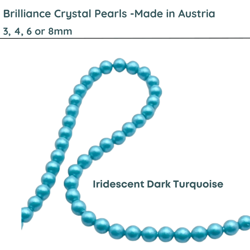 Brilliance Crystal Pearls, 5810, Crystal Iridescent Dark Turquoise, 3, 4, 6, 8mm - The Argus Collection