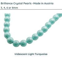 Brilliance Crystal Pearls, Iridescent Light Turquoise, 5810, 3, 4, 6 or 8mm - The Argus Collection