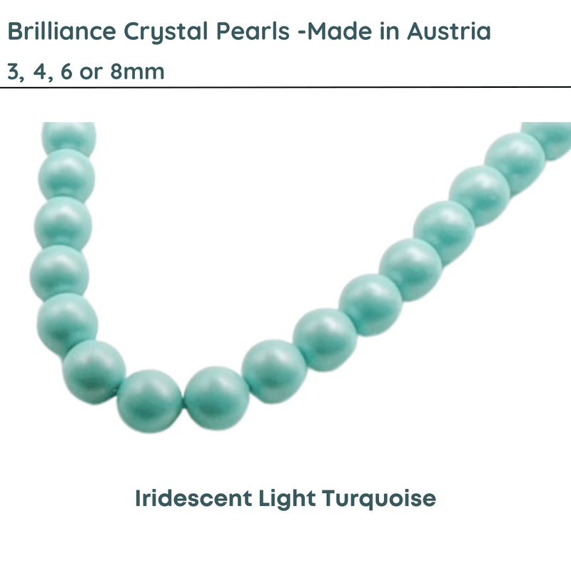 Brilliance Crystal Pearls, Iridescent Light Turquoise, 5810, 3, 4, 6 or 8mm - The Argus Collection