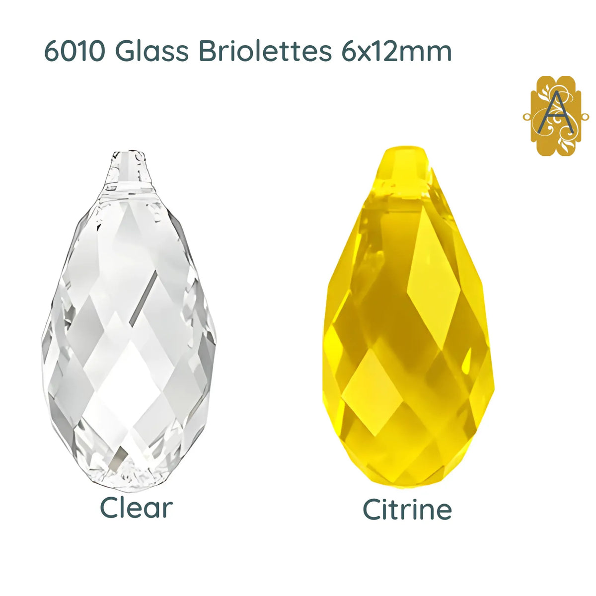 Faceted Glass Briolettes, 6010 Style, Faceted Glass, 6x12mm, 4 Pcs. 14 Colors - The Argus Collection