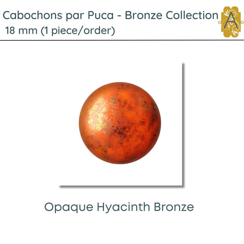 Cabochon par Puca, 18mm, Bronze Collection, 3 Colors - The Argus Collection