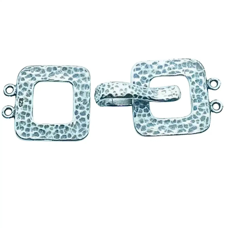 Bronze Line Hammered 2-Strand Hook & Eye Clasp, 2 Finishes - The Argus Collection
