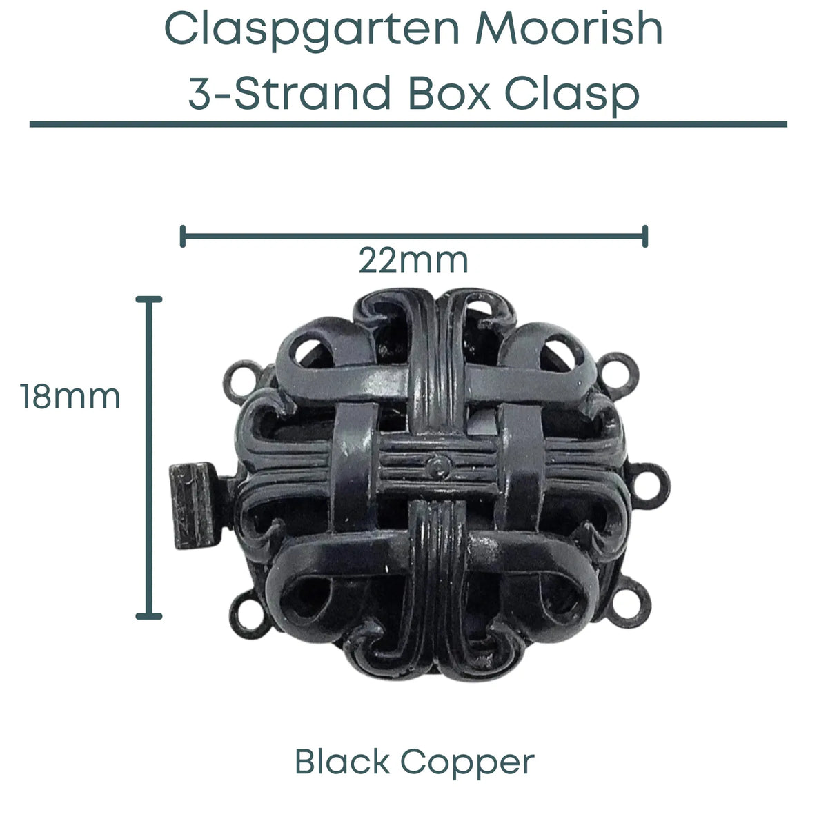 Claspgartn Moorish, 1 or 3-Strand Box Clasp, 2 Finishes - The Argus Collection
