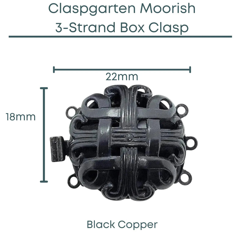 Claspgartn Moorish, 1 or 3-Strand Box Clasp, 2 Finishes - The Argus Collection