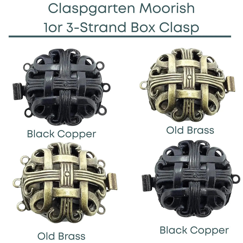 Claspgartn Moorish, 1 or 3-Strand Box Clasp, 2 Finishes - The Argus Collection