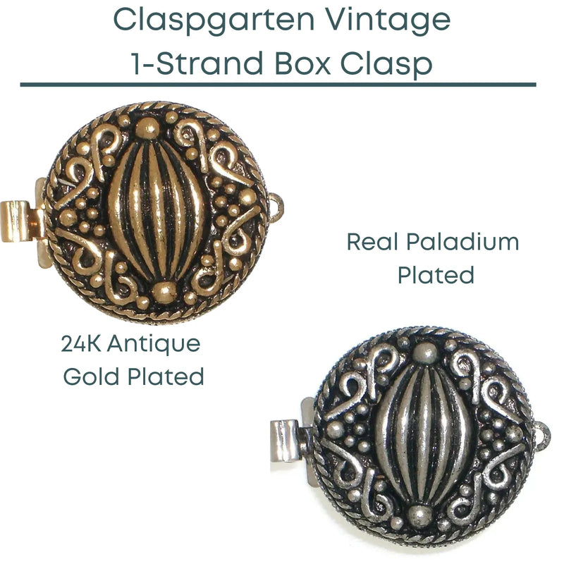 Claspgarten Vintage, 1-Strand Box Clasp, 2 Finishes - The Argus Collection