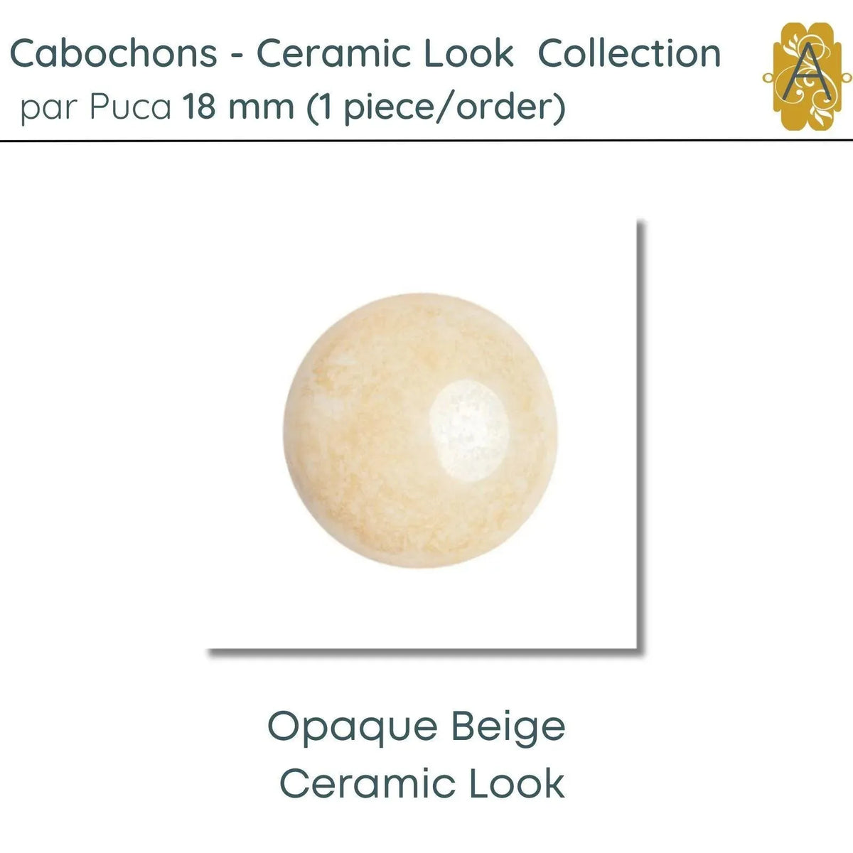 Cabochons par Puca, 18mm, Ceramic Look, 2 Colors - The Argus Collection