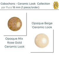 Cabochons par Puca, 18mm, Ceramic Look, 2 Colors - The Argus Collection