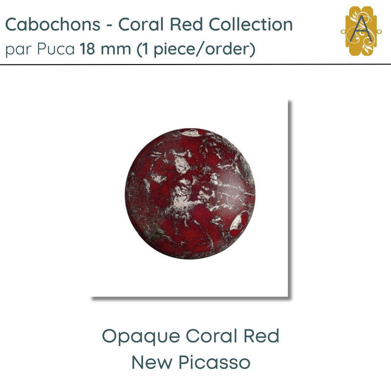 Cabochons par Puca, 18mm, Coral Red Collection, 5 Finishes - The Argus Collection