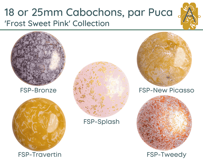 Cabochons par Puca, 18mm or 25mm, Frost Sweet Pink II Collection - The Argus Collection