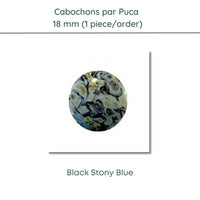 Cabochons par Puca, 18mm, Black Stony Collection, 10 Colors - The Argus Collection