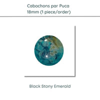 Cabochons par Puca, 18mm, Black Stony Collection, 10 Colors - The Argus Collection