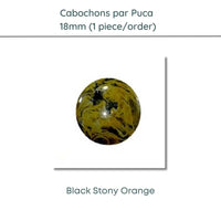 Cabochons par Puca, 18mm, Black Stony Collection, 10 Colors - The Argus Collection
