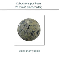 Cabochons par Puca, 25mm, Black Stony Collection, 10 Colors - The Argus Collection