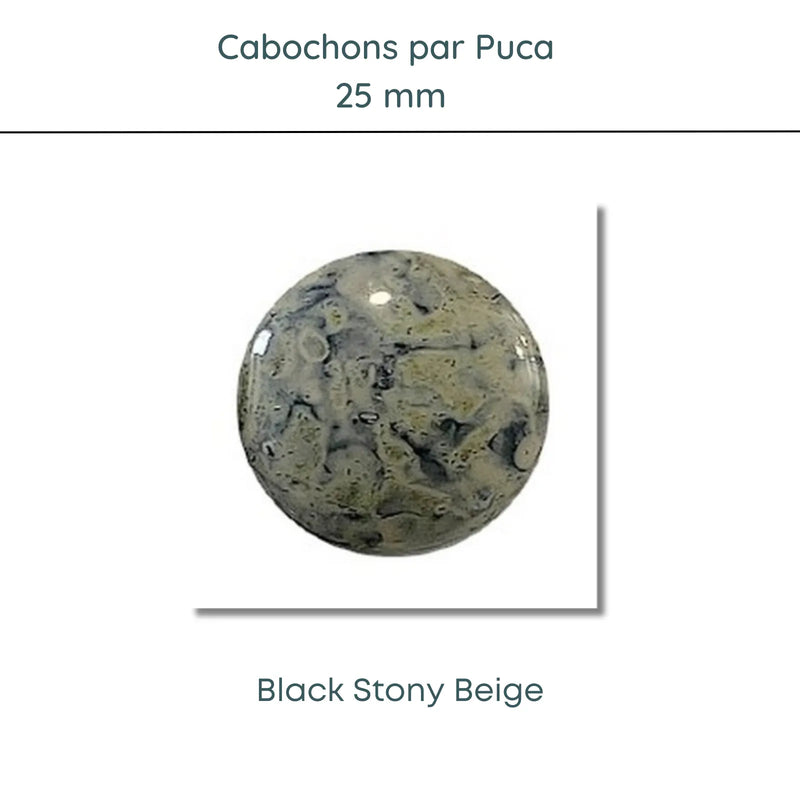 WHOLESALE Cabochons par Puca, 25mm, Black Stony Collection, 10 Colors - The Argus Collection