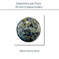Cabochons par Puca, 25mm, Black Stony Collection, 10 Colors - The Argus Collection