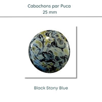 WHOLESALE Cabochons par Puca, 25mm, Black Stony Collection, 10 Colors - The Argus Collection