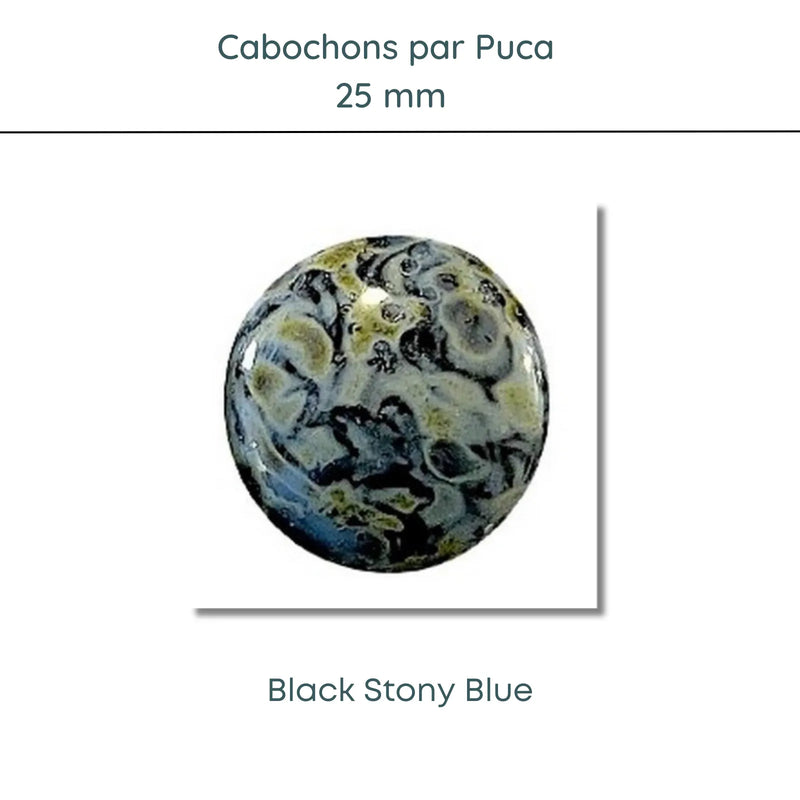 WHOLESALE Cabochons par Puca, 25mm, Black Stony Collection, 10 Colors - The Argus Collection