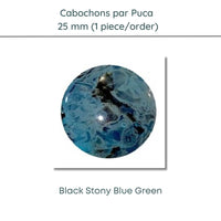 Cabochons par Puca, 25mm, Black Stony Collection, 10 Colors - The Argus Collection